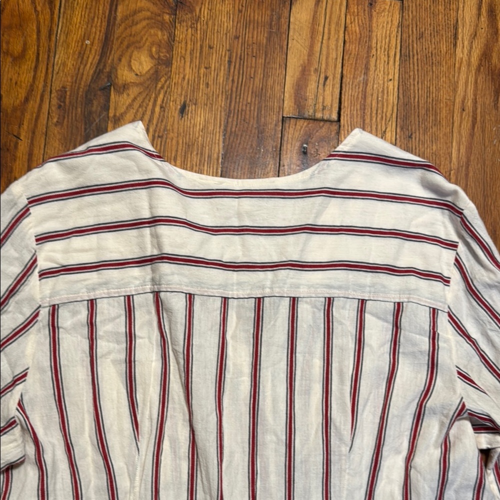 VANESSA BRUNO Women's 100% Cotton Striped V-Neck Button-Up Romper Comfy Size 42‎ - Picture 14 of 14
